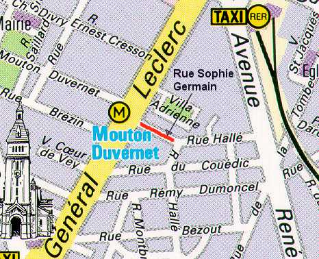 Paris Map showing Rue 
Sophie Germain