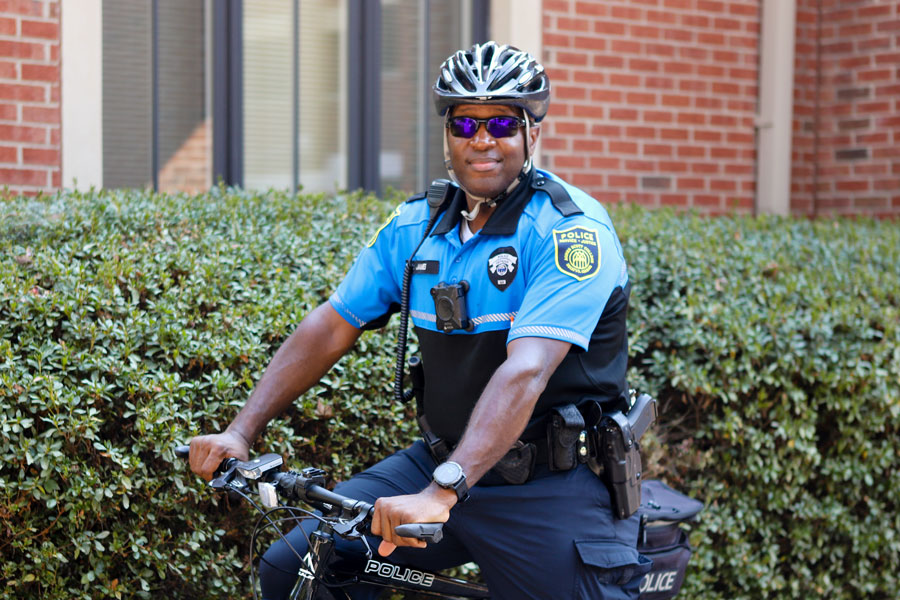 A public safety officer on a bike.