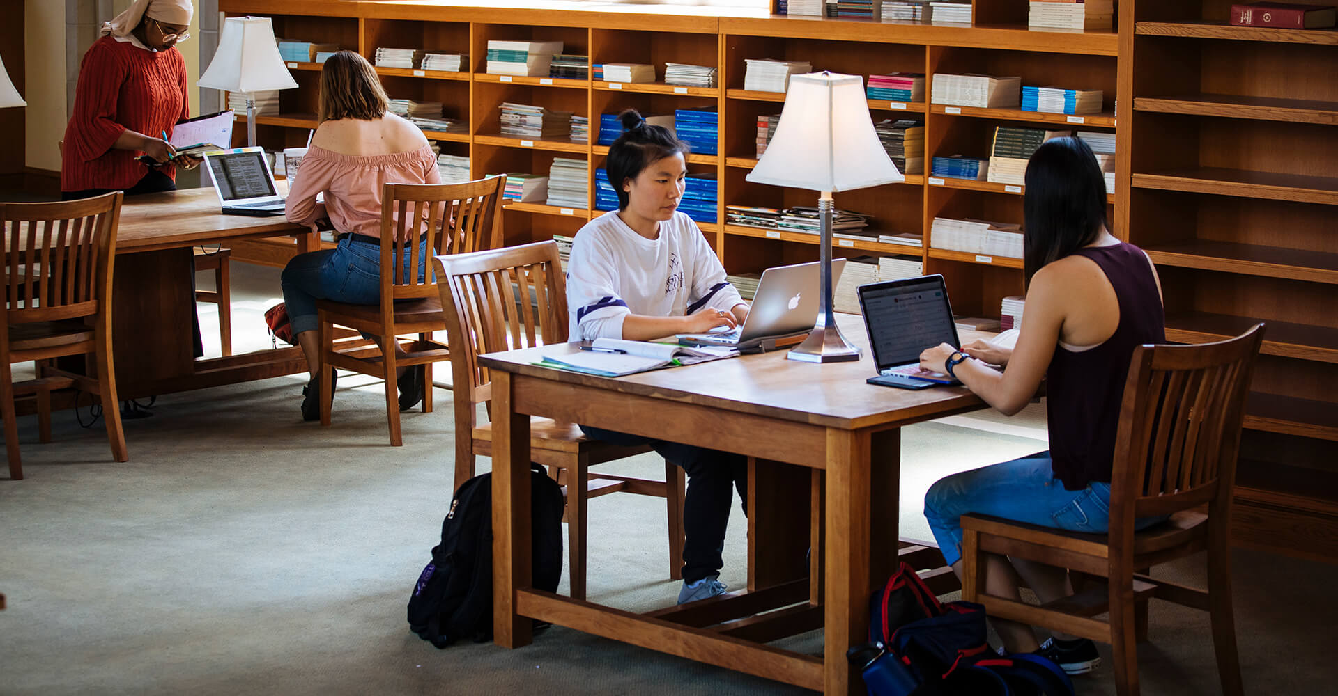 students in the library