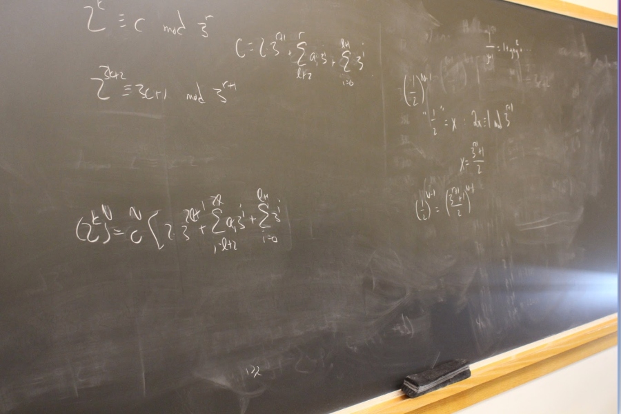 Chalkboard with scientific equations