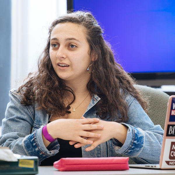 Film and Media Studies student participates in a class discussion.