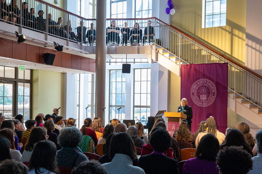 President Zak welcomes the campus community to Founder's Day.