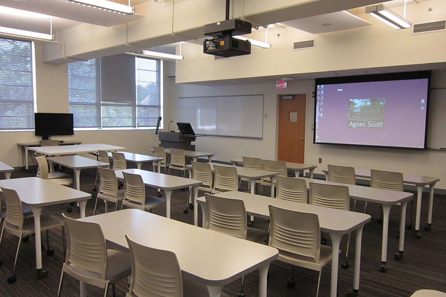 View of Campbell 215 desks and screen