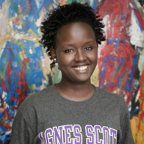 photo of student Peace Grace Muhizi and her quote about the new perspective she gained while attending Agnes Scott.